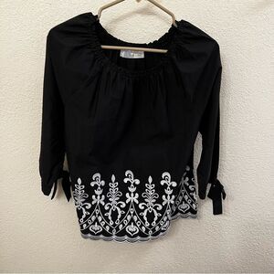 Time Tru Peasant Long Sleeve Blouse (Size Small)